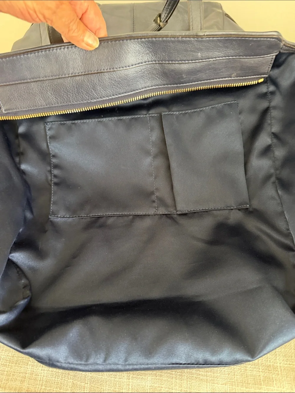 Coach Blue Leather Taylor North/South Tote Bag with Gold Tone Hardware